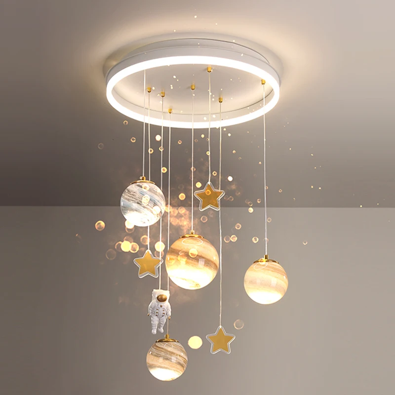 

Creative wandering earth princess room bedroom lamp net red space planet lamp children's room chandelier