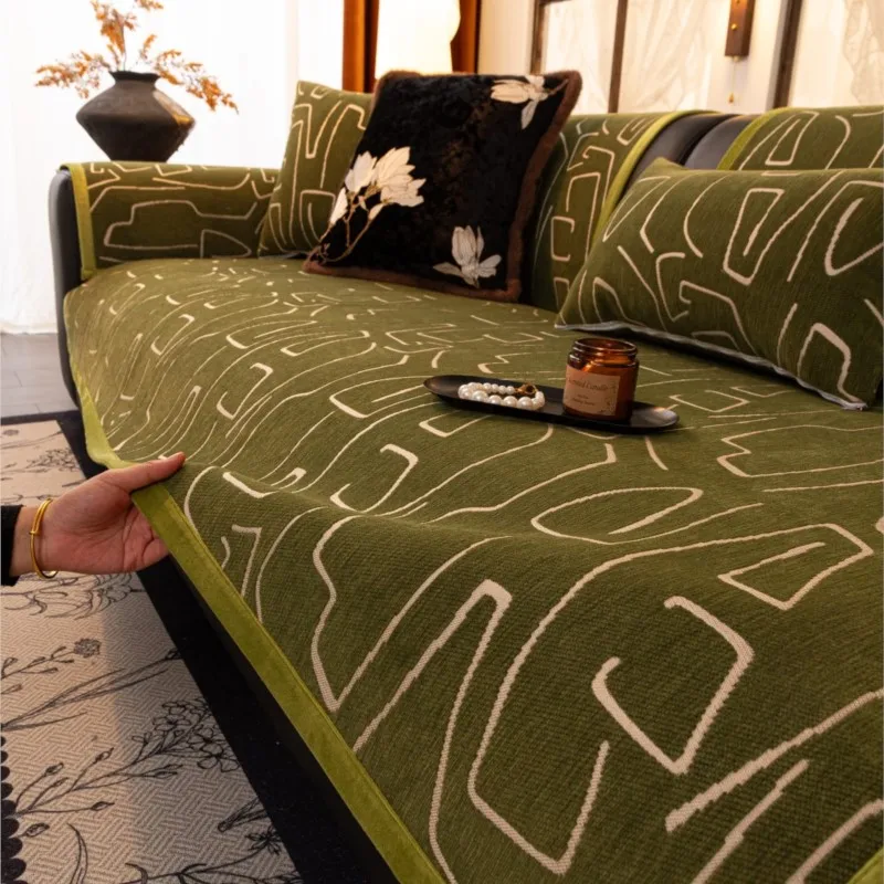 شوباكفير 2025 جديد الشنيل كل موسم خط أريكة العالمي الصلبة أريكة حصيرة وسادة مسند الذراع غرفة المعيشة الأريكة الغلاف أريكة كيس وسادة