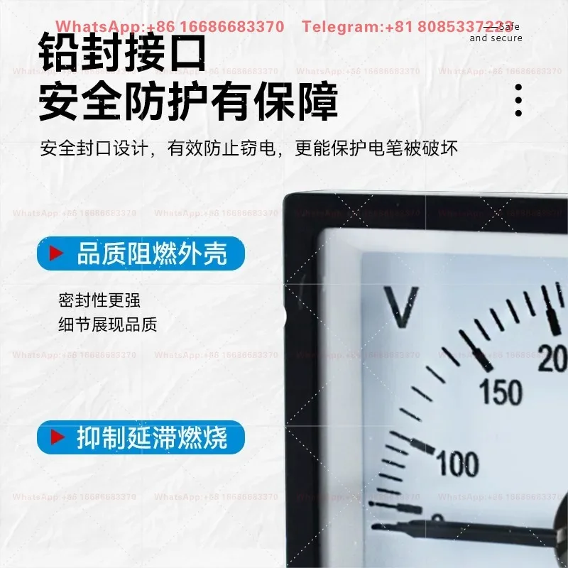 99T666-A Analog Current Voltmeter, Pointer Panel Mount Test Meter, 100/150/200/250/300 Range