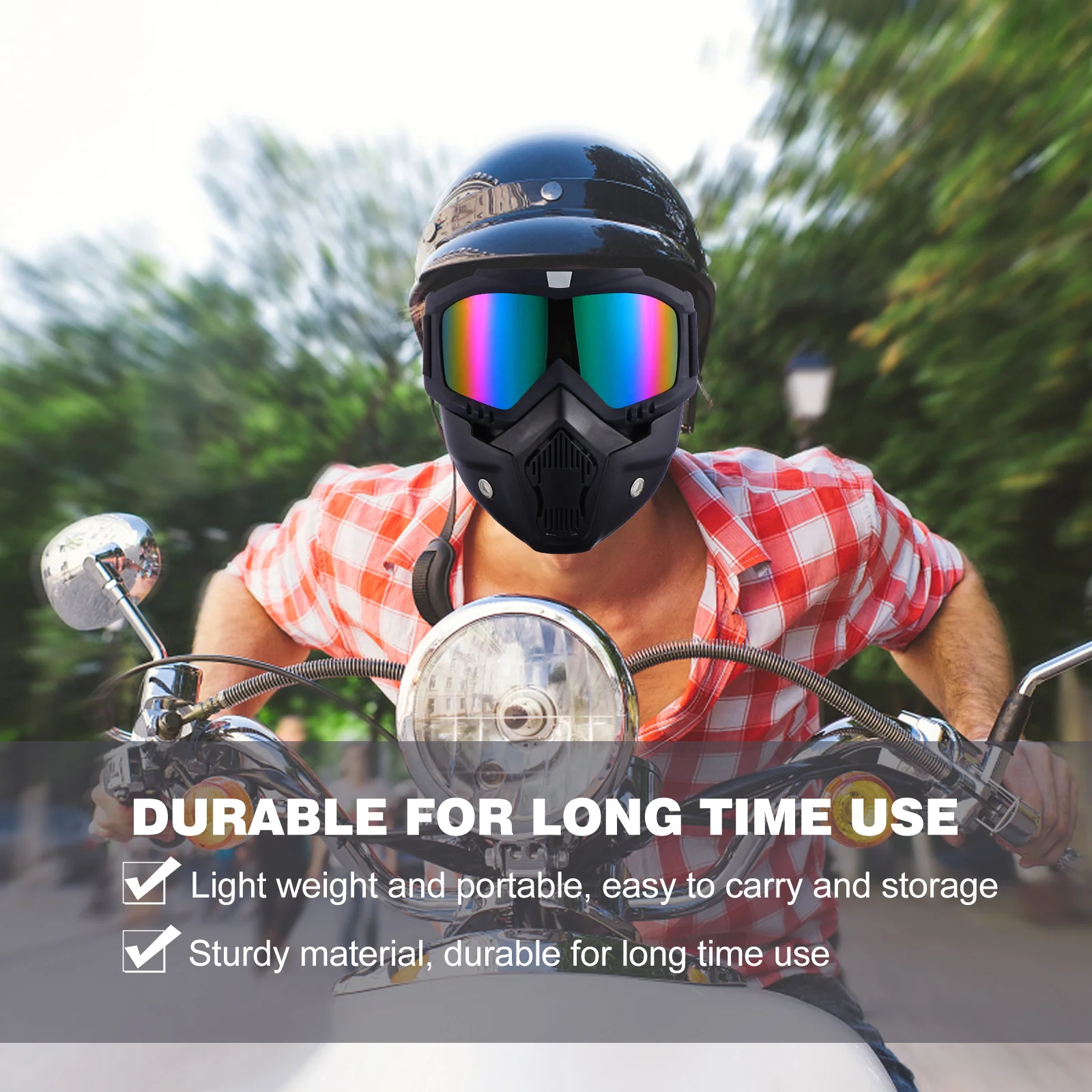 

Motorcycle Visor Lens Tpu Pc Anti Glare Retro Protective Windproof Riding Fence Goggles for Men Women