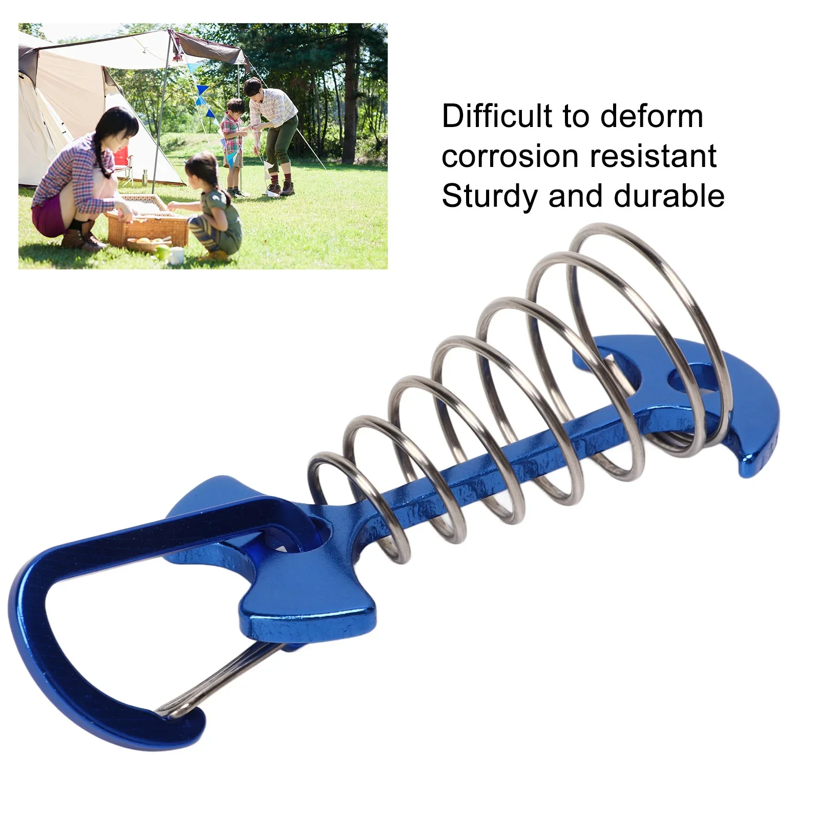 5pcs Fishbone Tent Nails Large Deck Boards Camping Tent Fixing Stakes With Spring Buckle Adjustable Wind Rope Anchor