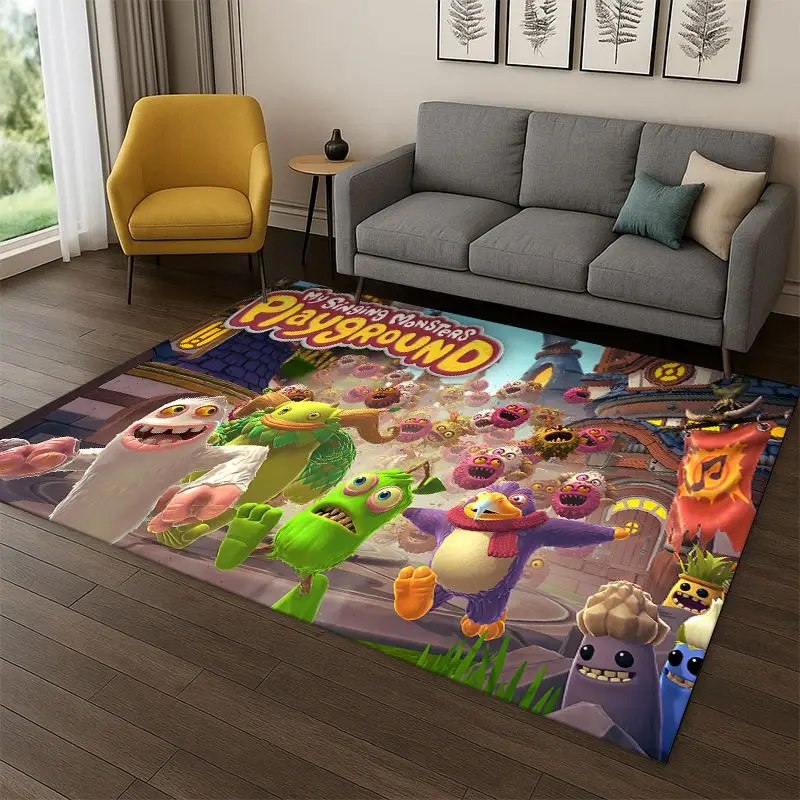 Music Game My Singing Monsters Cartoon Carpet Rug for Bedroom Living Room Sofa Playroom Doormat Home Decor,Kid Area Rug Non-slip