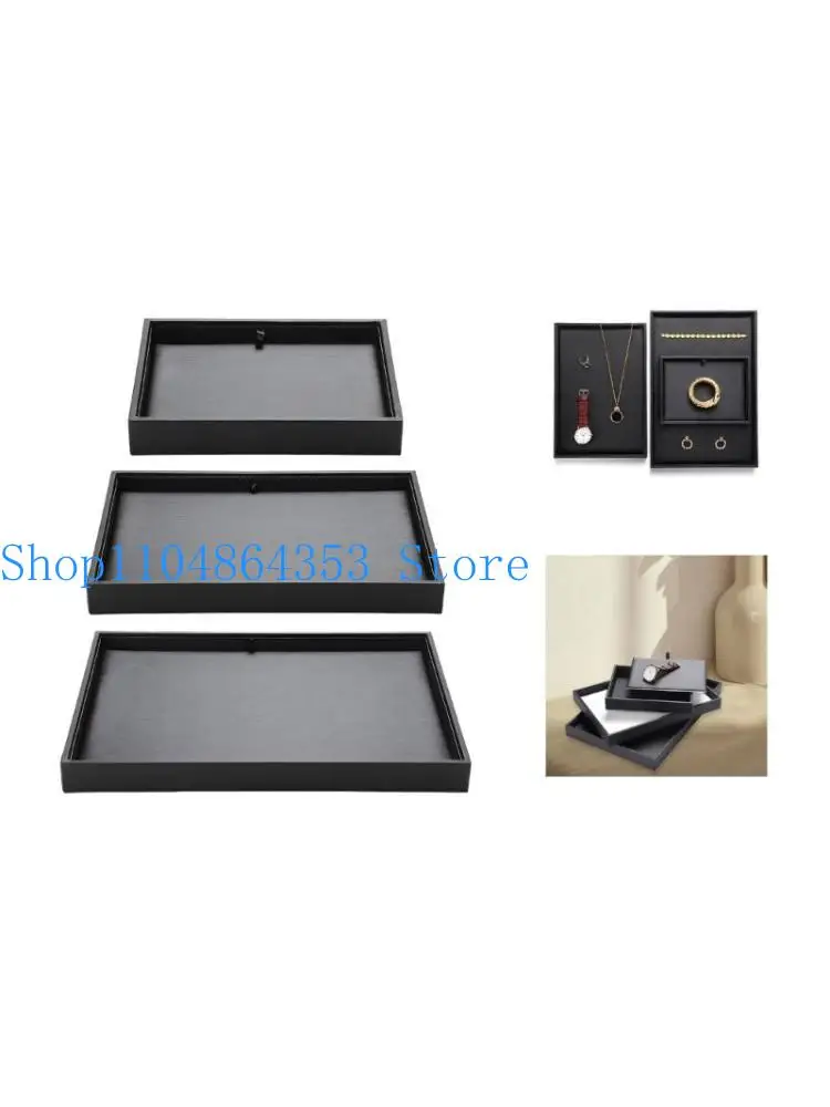 

652F Черный поднос для демонстрации ювелирных изделий из ПУ с двойными сторонами для колец браслета ожерелья