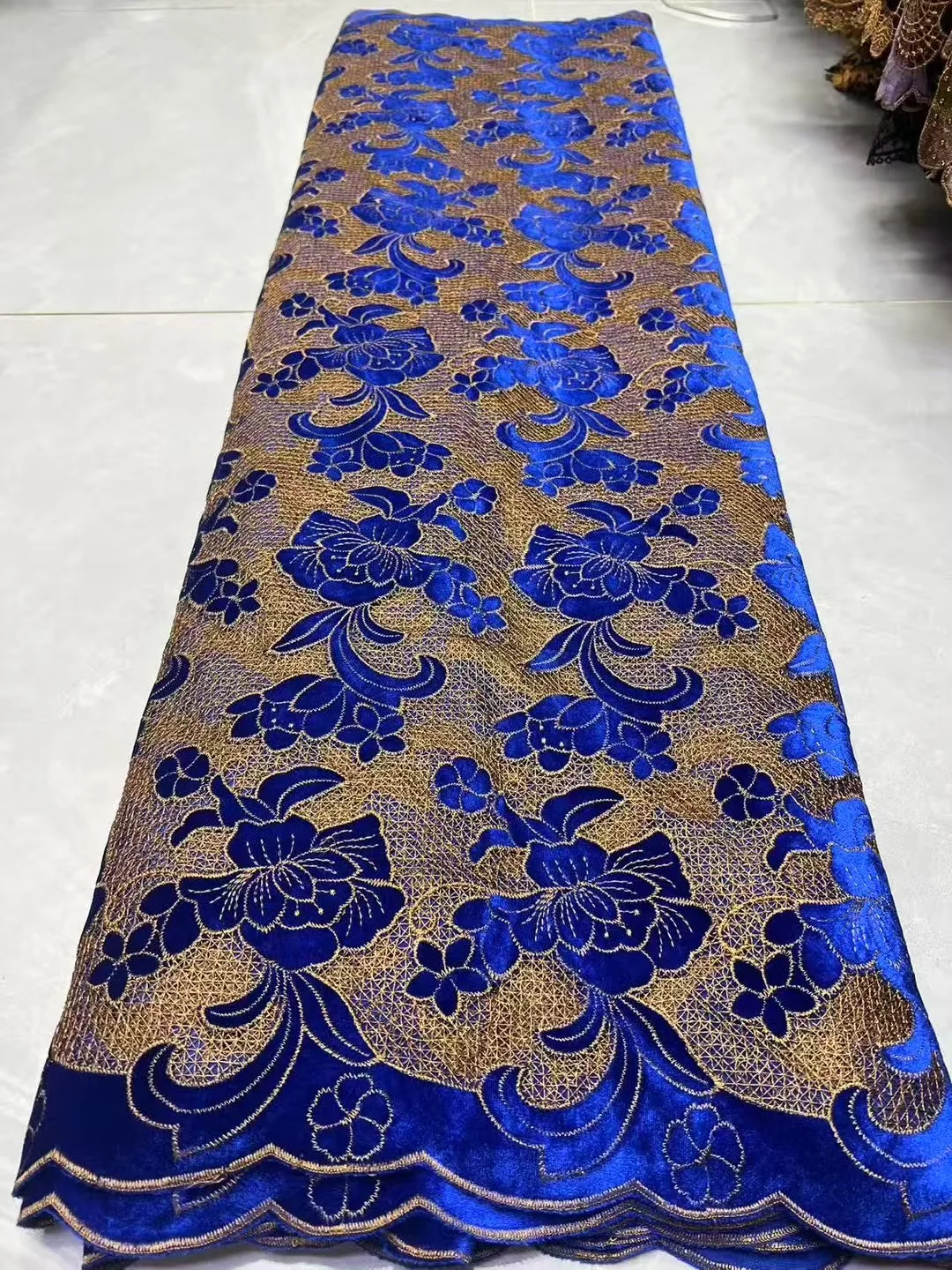 

2026 Blue African Nigerian velvet lace fabric Embroidery Lace Fabrics Velvet For Sewing Wedding Party Cloth High Quality Tissu
