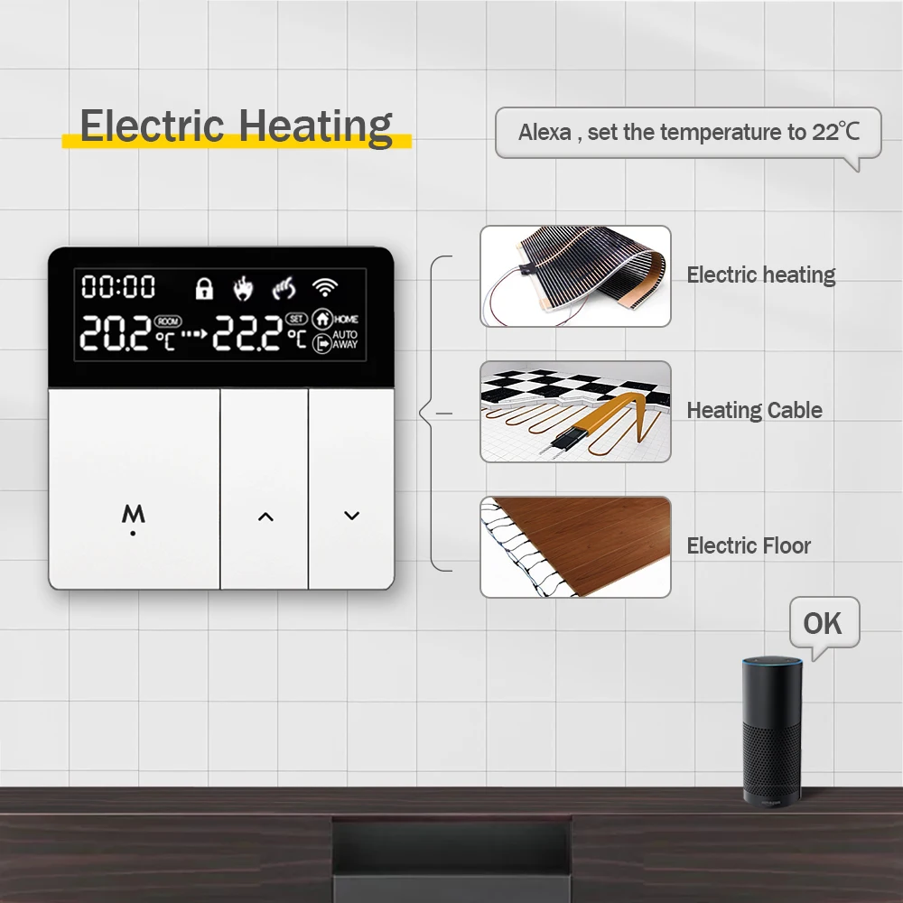 Termostato inteligente Tuya WiFi, calefacción eléctrica de suelo, TRV, caldera de Gas y agua, temperatura, control remoto por voz para Google Home y Alexa