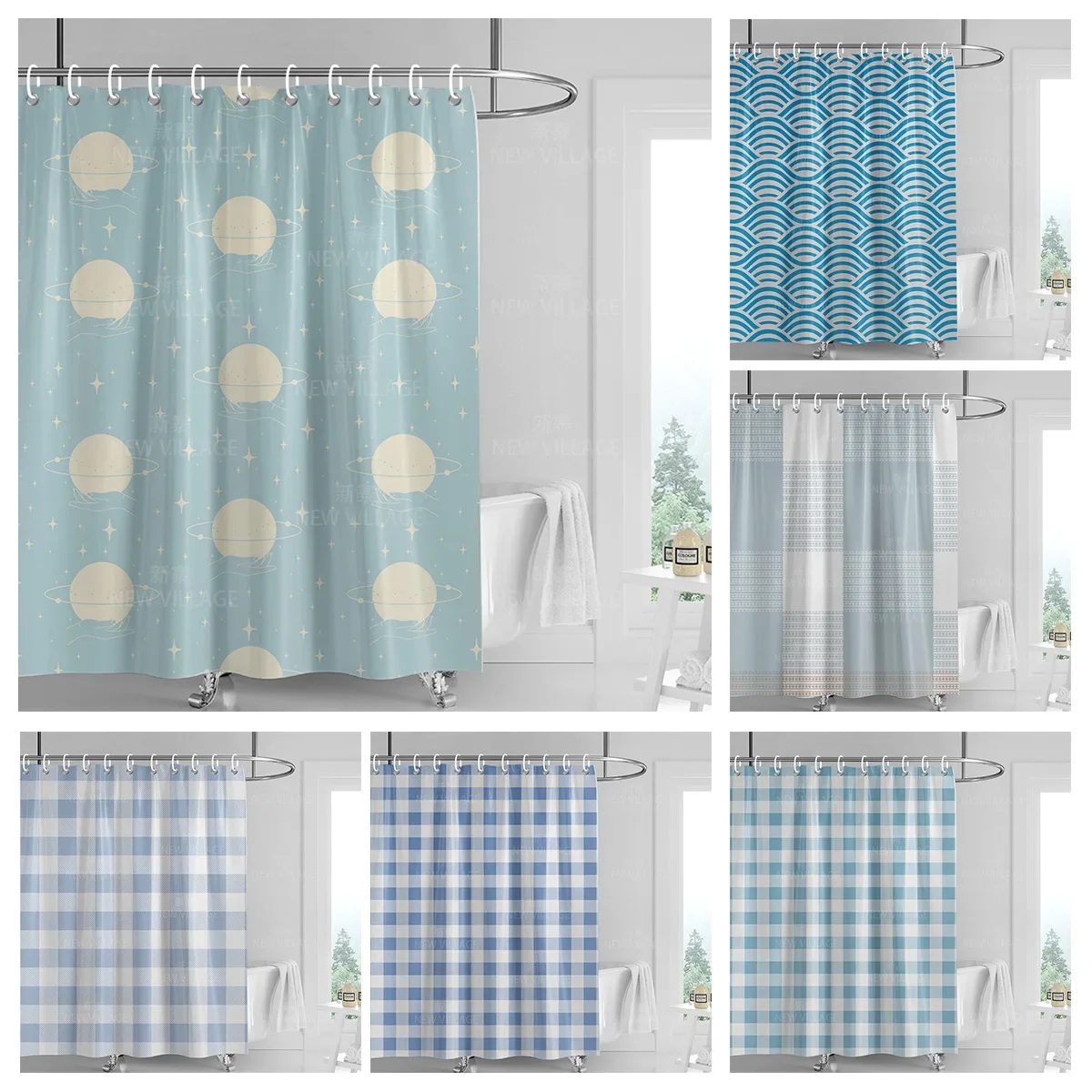 Home decoration shower curtains bathroom waterproof curtain fabric Living Room Modern Nordic Modern geometric pattern simple