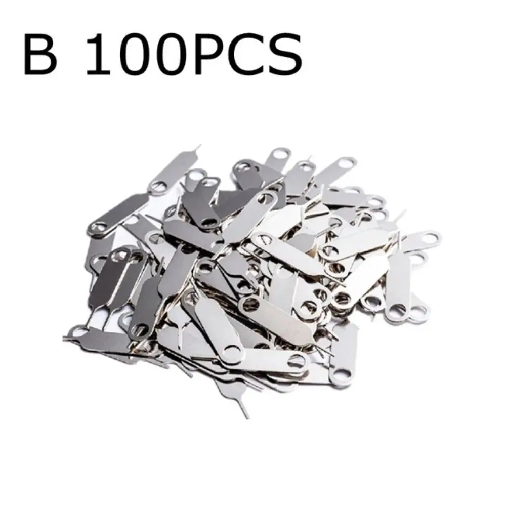 100Pcs Stainless Steel SIM Card Tray Ejector Pin Portable Anti-Lost SIM Card Removal Tool Compact Universal