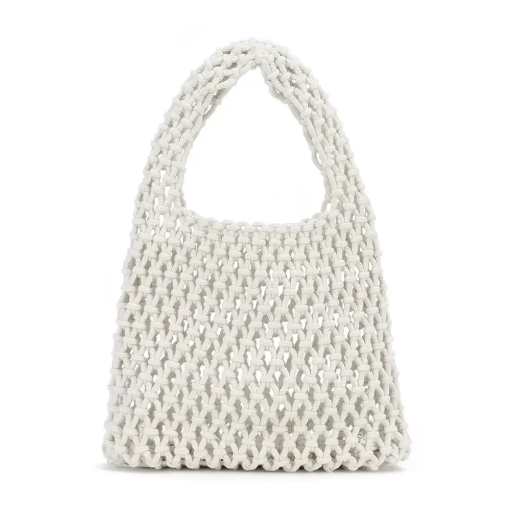 Small Crochet Tote Bag for Women Summer Mesh Woven Handbags Beach Hobo Bag