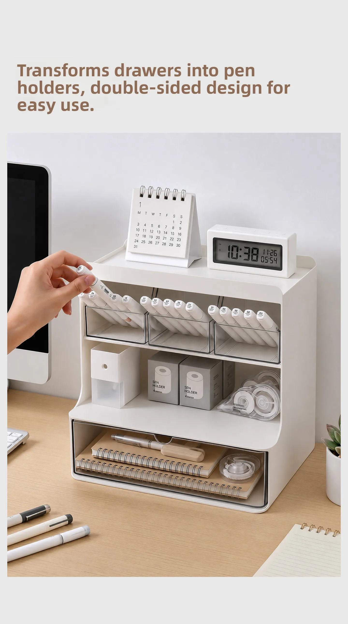Desktop Drawer-Style Multi-Layer Plastic Organizer for Office & Student Desks — detail 7