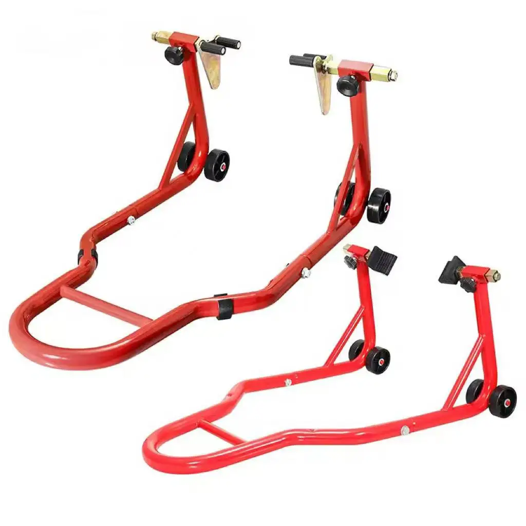 SucceBuy Motorcycle Stand Lift 850lbs Front Rear Combo Stand Lift Front Wheel Dual-Fork Stand Universal Rear U+L Fork Swingarm