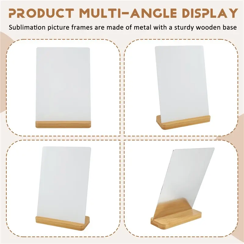 【Ship Within 6 Pack Sublimation Photo Frames Blanks 5 X 7 Inch Heat Transfer Metal Picture Frames With Wood Base DIY Photo Print