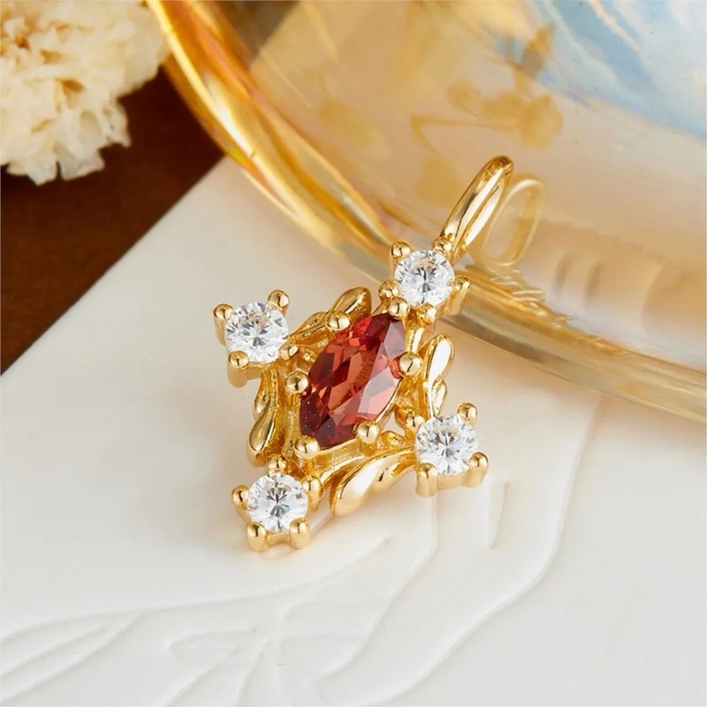 

LAMOON Luxury Vintage Natural Garnet Gemstone Necklace For Women Elegant 925 Sterling Silver Gold Vermeil Fine Jewelry Gift
