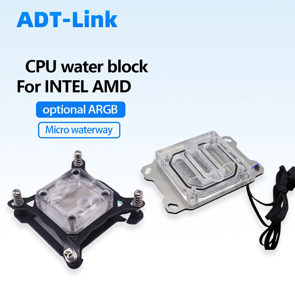 For Intel AMD Split CPU Water Cooled Head Computer Micro Channel Jet Supports AM3 AM4 AM5 LGA151X 1200 2011 2066