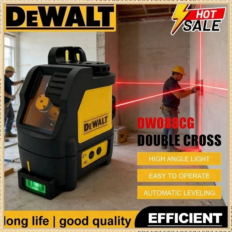 

DEWALT DW088CG Laser Level 2-Line High Precision Cross Green Light Automatic Alignment Rechargeable Portable Laser Level Tool