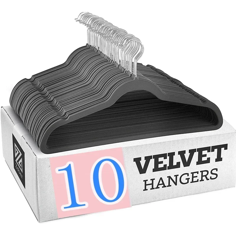 

Home Furniture 10pcs Magic Hanger Wrinkle Resistant Adult VELVET Plastic Hanger Multifunctional Anti Slip Hanger for Cloth Ganch