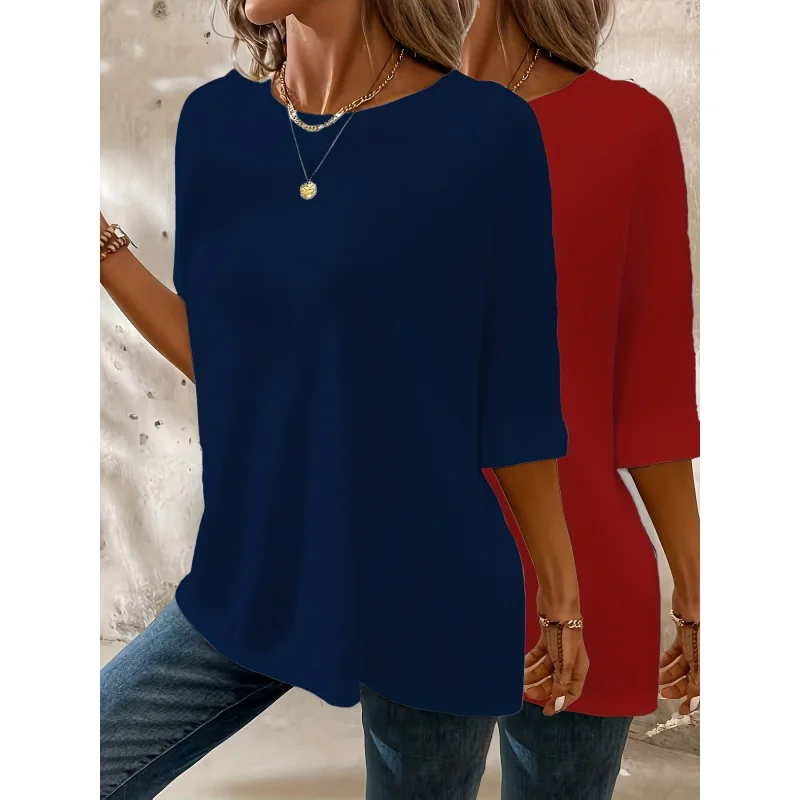 

Women's Loose Fit 3/4 Sleeve Tunic Tops Comfortable Casual Blouse in Versatile All Seasons