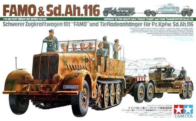 Tamiya 35246 1/35 Model Kit WWII German Sd.Kfz.9 Famo & Ah.116 Tank Transporter