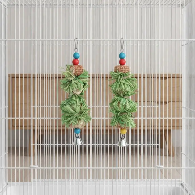 1/2Pcs Parrot Chew Toys Durable Non Toxic Natural Corn Husk Ball Cob String For Cockatiel Lovebird Hanging Foraging Bird Toys
