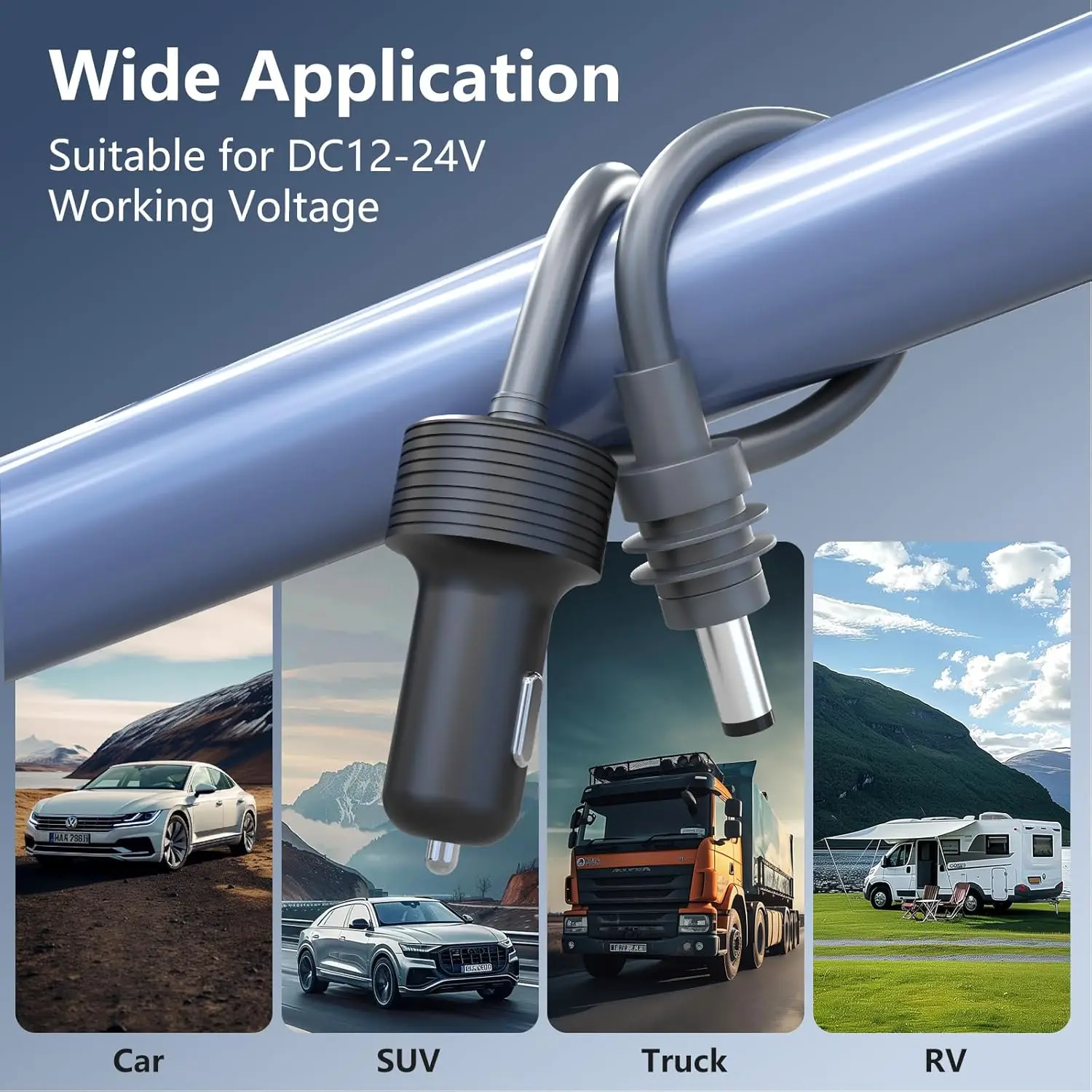 كابل Starlink Mini 5M/16.4FT، كابل طاقة محول السيارة 12 فولت، ولاعة سجائر مقاومة للماء 18AWG إلى سلك تيار مستمر، شاحن سيارة 12 فولت-24 فولت f