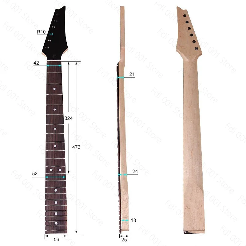 6 String 22 Fret Electric Guitar Neck Rosewood Maple DIY Replacement