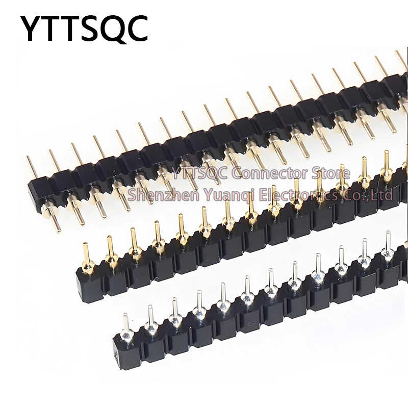 20pcs 1x40P 2.54mm Round Hole Male Tin Gold Female Pin Header Single Row 0.1