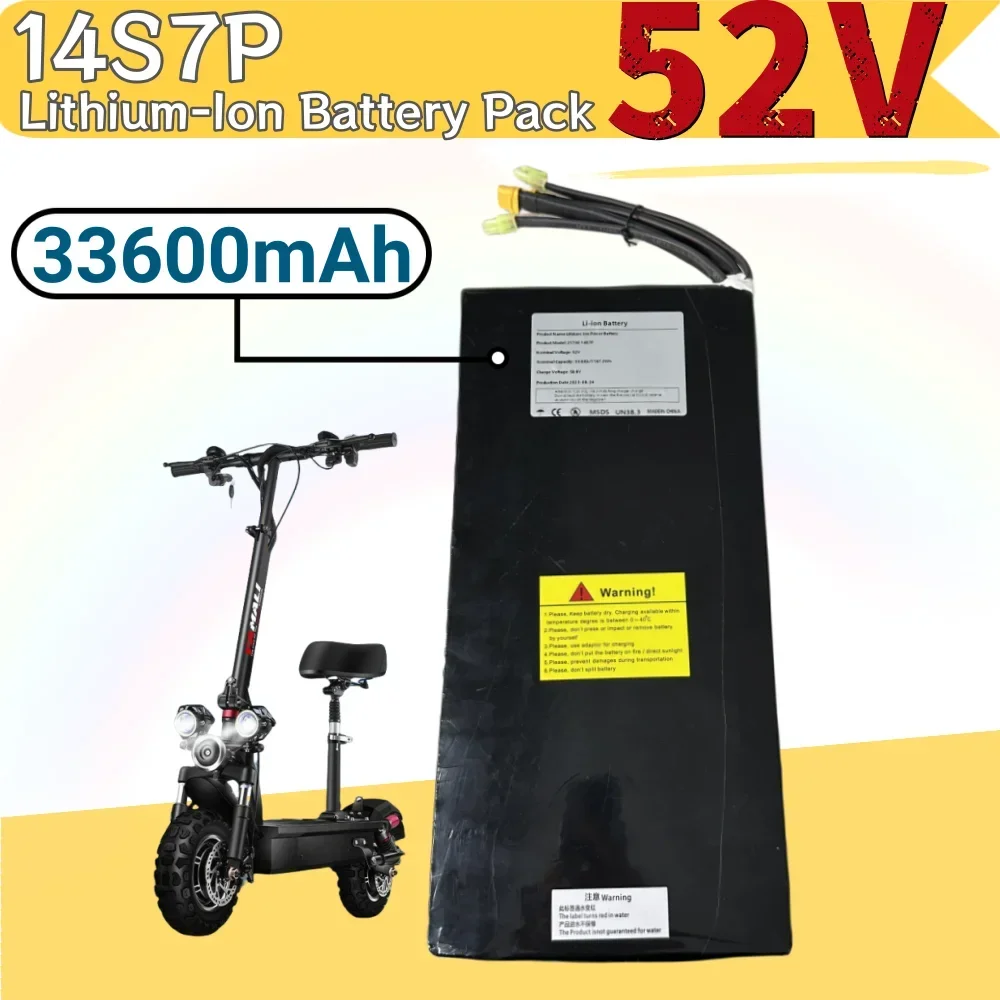 

52V 33.6Ah/33600mAh 21700 14S7P Rechargeable Lithium Battery Pack Suitable For Dual Drive Scooter Battery