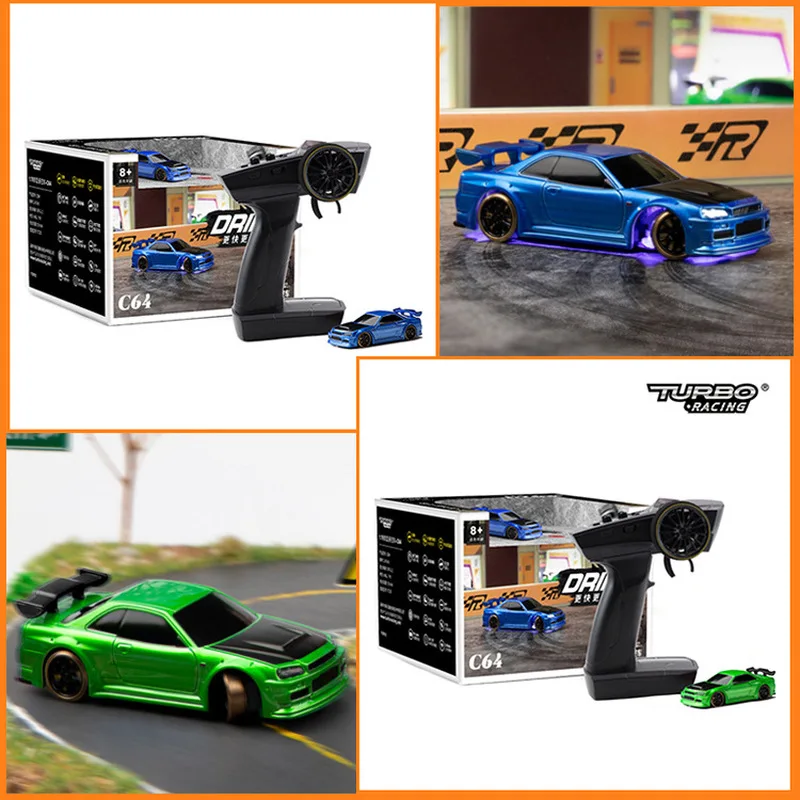 Turbo Racing 1:76 Mini Remote Control Drift Car C61c62c63c64 Safe And Reliable Small Proportional Rear Drive Jdm Toy Gift