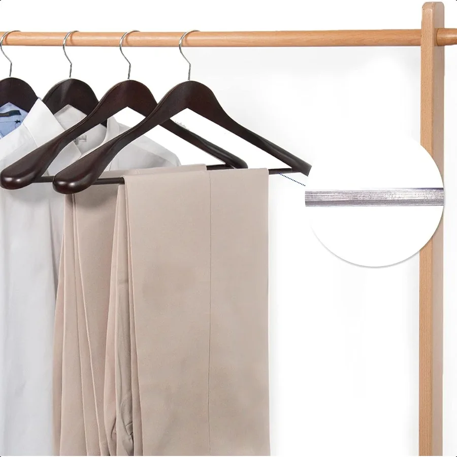 Perchas de madera de caoba de lujo para trajes, paquete de 6 perchas de madera para abrigos, chaqueta, prendas de vestir exteriores, perchas para camisas, acabado brillante con hombro extra ancho