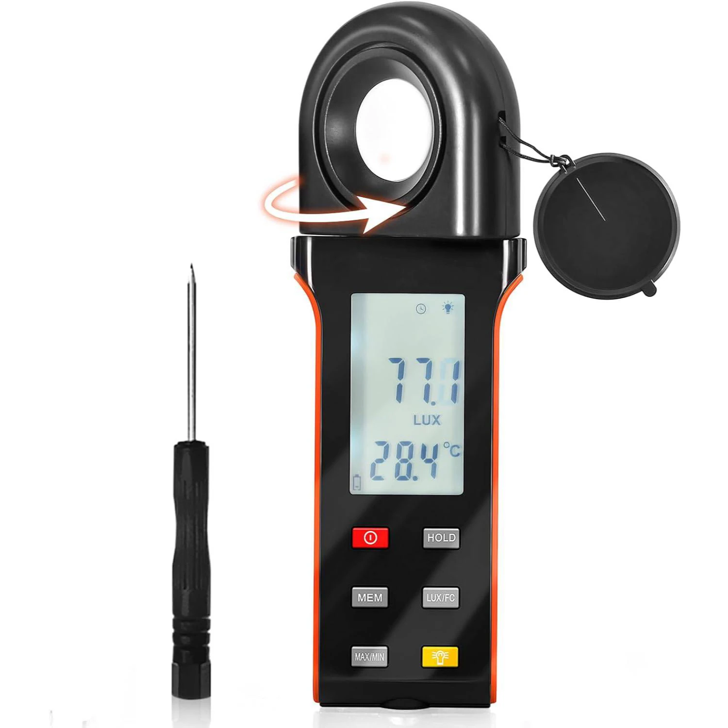 

Digital Illuminance Light Meter, 400,000 Lux/FC Illuminance Tester with 270° Rotating Sensor, Data Logging, for Indoor Plants