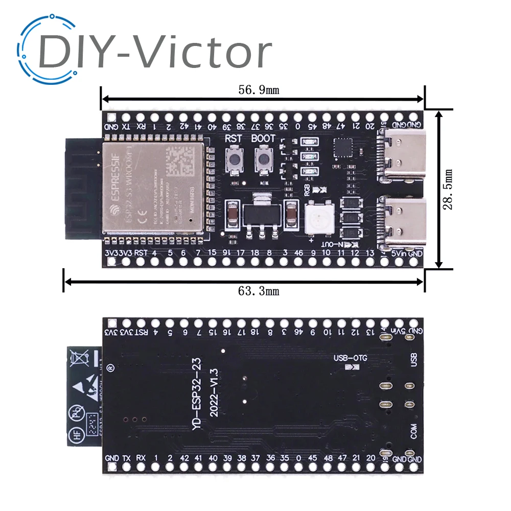 لوحة تطوير إنترنت الأشياء المزدوجة من النوع C ، لوحة أساسية ، واي فاي ، بلوتوث ، N8R2 ، N16R8 ، اردوينو #6