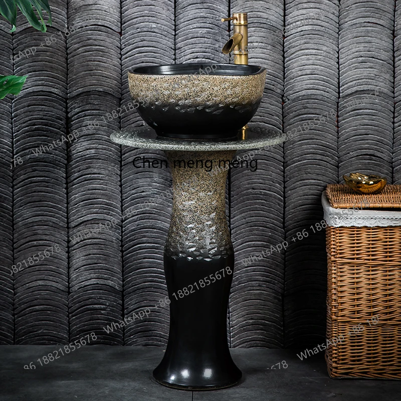 

Outdoor, column-type washbasin integrated, balcony bathroom floor-to-ceiling outdoor pool