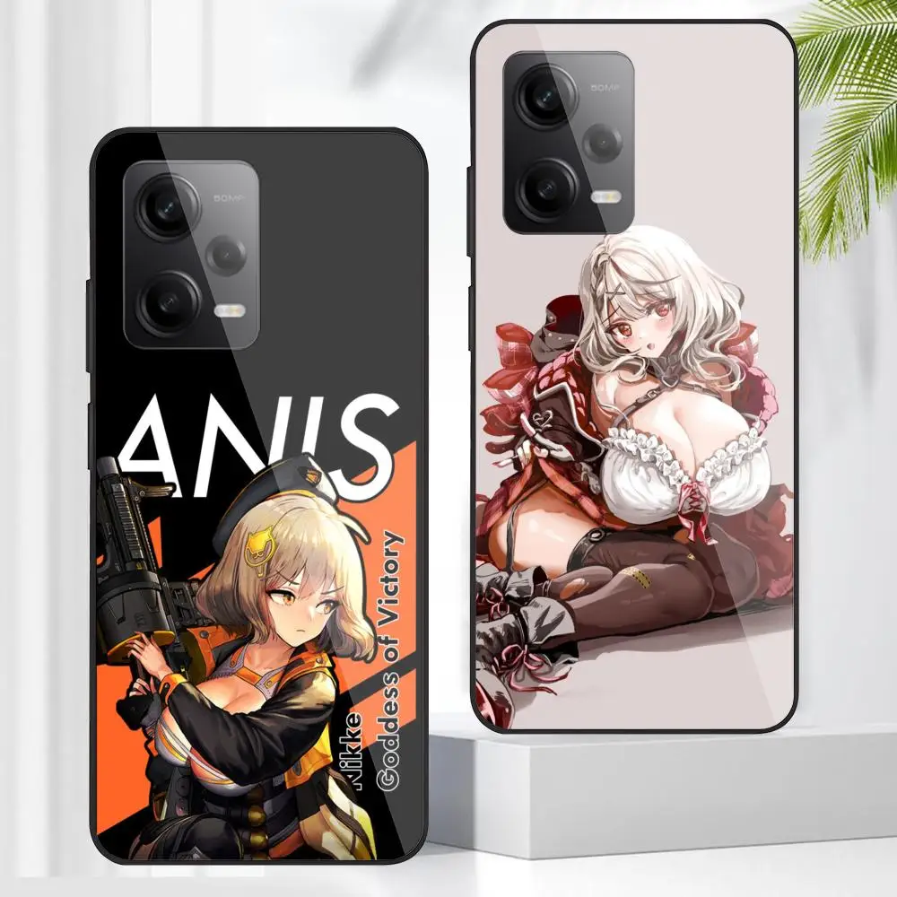 G_goddess of V_victory N_nikke Phone Case For Redmi Note 13 Pro Plus 12 11 A3X A1 A2 13C 12C Black Glass Cases