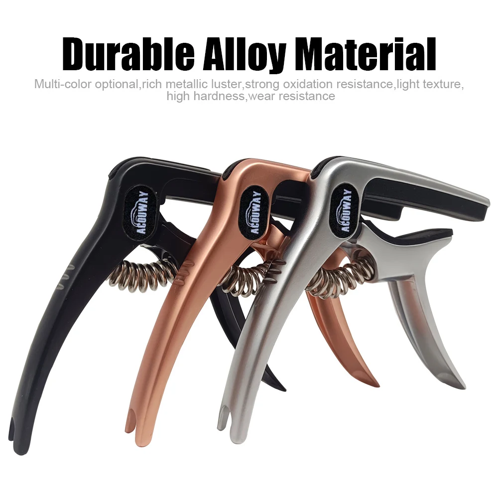 3 in1 Guitar Capo for Acoustic and Electric Guitar with Bridge Pin Remover and Guitar Pick Slot holder Aluminum Alloy