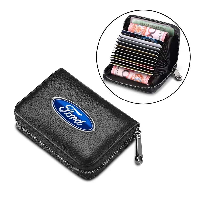 Leather Car Driver License Credit Card Holder Case Wallet Car Accessories For Ford Mondeo Fiesta ecosport Mustang Focus 2 3 4