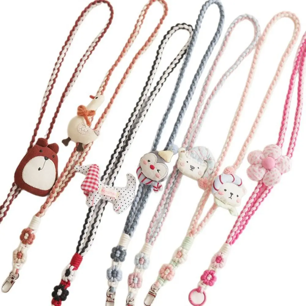 

Handmade Wrist Strap Anti-Lost Cartoon Brooch Crochet Weave Lanyard Weave Chain Exquisite Trinket Bag Braided Rope Women