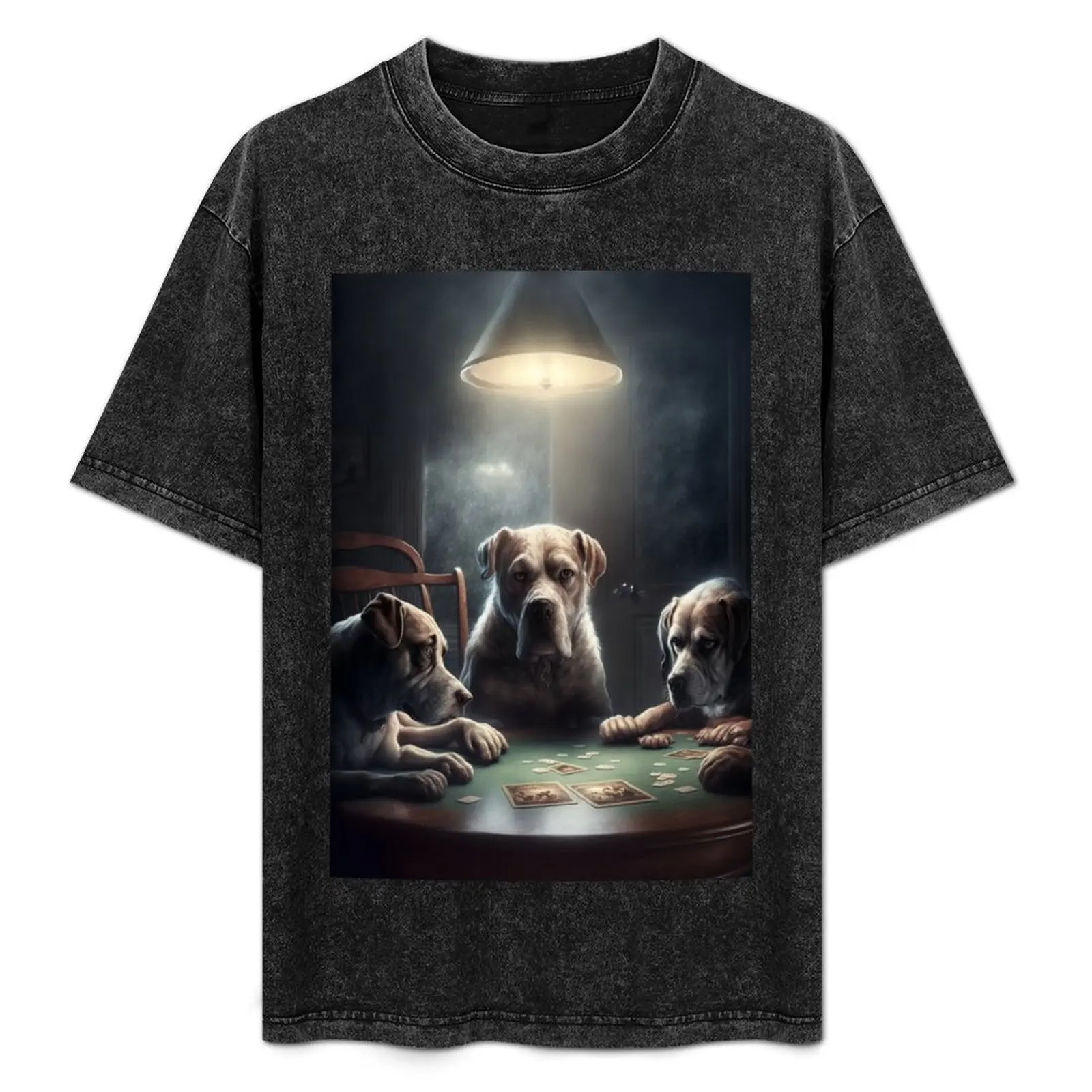 犬がポーカーをしているtシャツオールマッチプリント半袖トップス