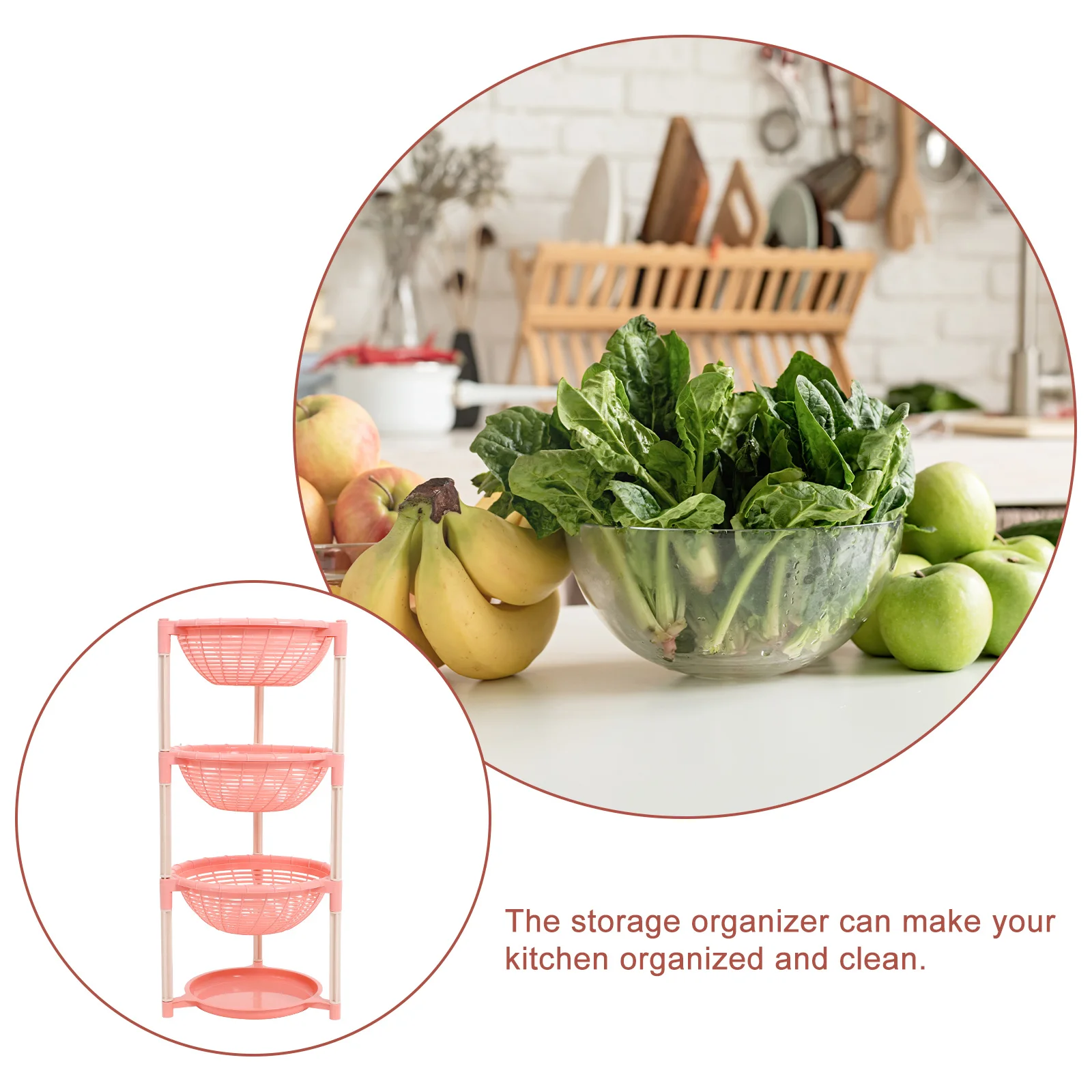 

1 pc Multi-Layer Kitchen Storage Rack With Drainage Holes Vegetable Basket For Home Bathroom Living Room Storage Organizer
