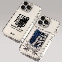 Hot Anime Attack on Titan Phone Case for IPhone 16 15 14 13 12 11 Mini Pro Max X XR XSMax 7 8 Plus SE20 Transparent Cover