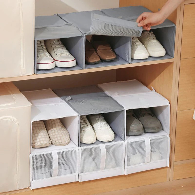 

Household Installation-free Foldable Shoe Storage Box Flip-top Style Shoe Dust-proof Storage Boxes Shoe Organization Artifact