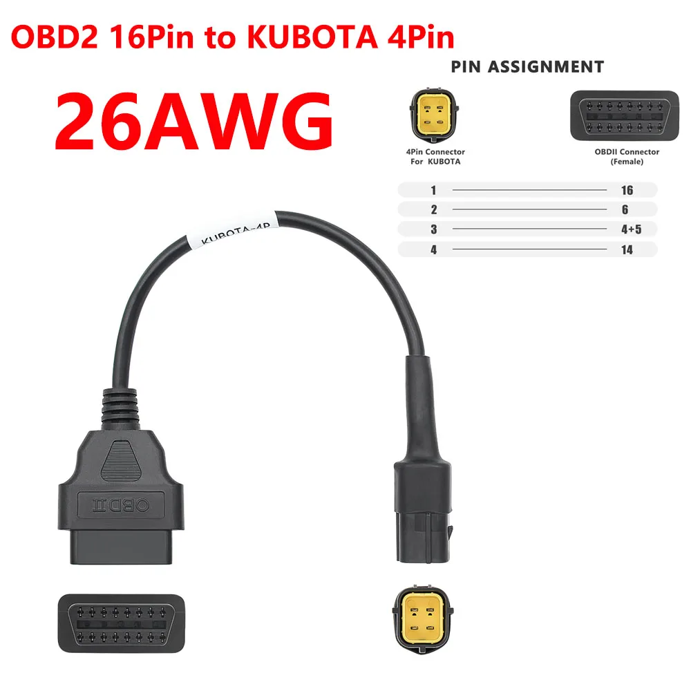 4 دبوس كابل التشخيص لكوبوتا Takeuchi Diagmaster وصلة البيانات محول البناء الزراعة أداة تشخيص قارئ الرمز