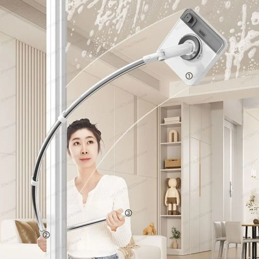 

Stainless Steel and PP Windows Cleaning Tool Gray Stretchable High-rise Window Cleaner Flexible Cleaning Arc Rod