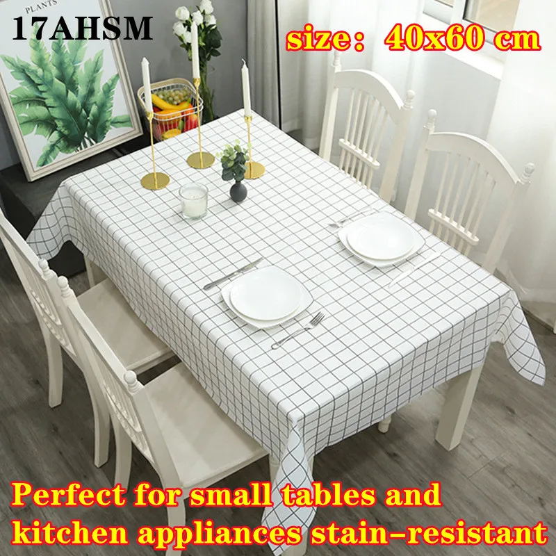 

17AHSM Nordic Style PVC Tablecloth Waterproof And Oilproof Kitchen Dining Grid Printed Rectangular AntifoulingTableColth Cover