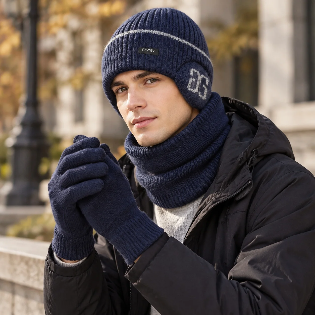 Casual Three Set Minimalist Set with Letter Pattern Knitwear European and American Style Commuting for Men Autumn Winter