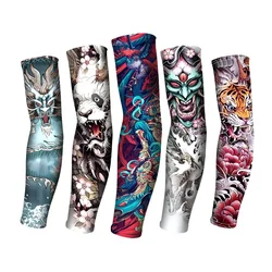 Tatuagem Elastic Nylon Arm Sleeves, Resistente UV, Prova solar, Esportes ao ar livre, Adereços de Halloween, Conjunto 2 pcs