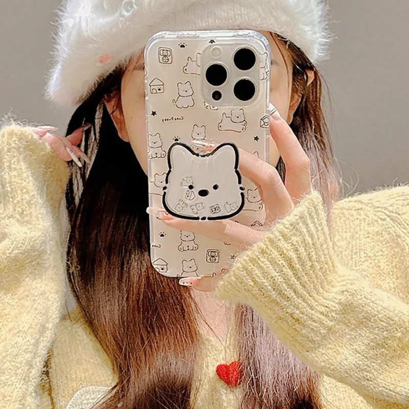 Supporto per telefono coreano Cartoon Puppy Shake Grip Tok Griptok Supporto per iPhone 15 Supporto universale per accessori Samsung