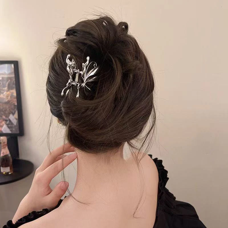1 Stück Stilvolle Y2K Schmetterlings-Haarspange, Kleine Retro-Haarnadel für Halb-Up-Looks, Hochwertige Damen-Metall-Haarspange für den Hinterkopf – Detail 4