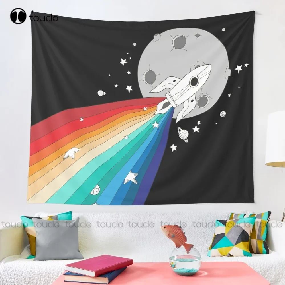 Pride Rocket Rocket Magic Rainbow Pride Tapestry Horizontal Tapestry Blanket Tapestry Bedroom Bedspread Decoration Wall Covering