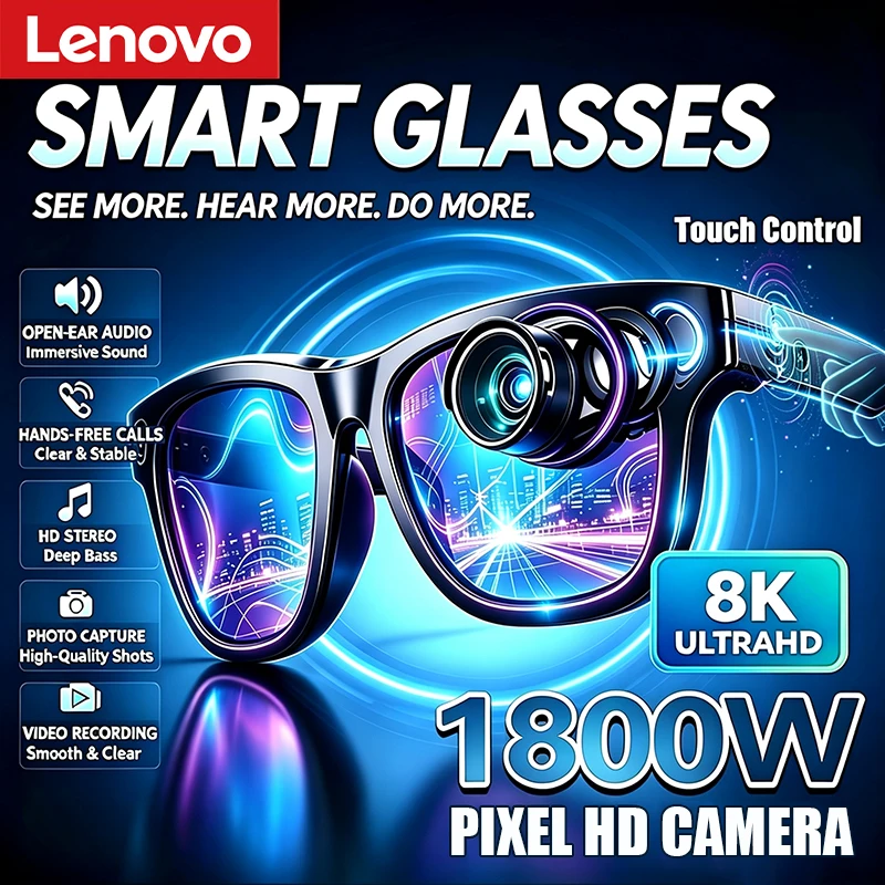 Smart Glasses Lens - Occhiali Intelligenti AI Lenovo 8K 1800W,
