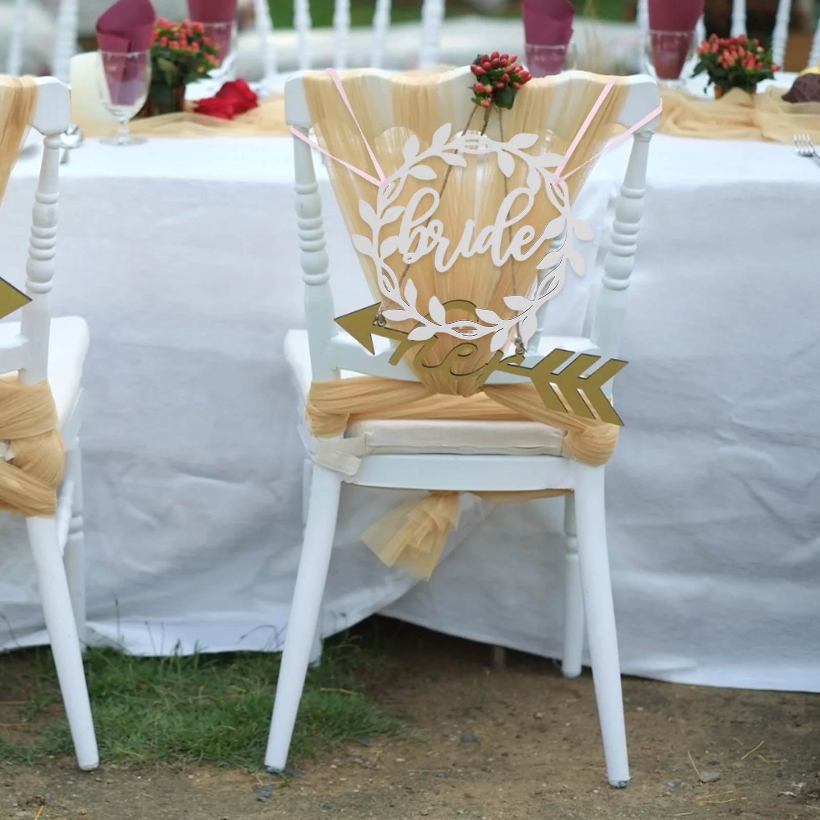 

1Set Wedding Chair Decor Wooden Bride Groom Signs Creative Rustic Seat Signs for Wedding Ceremony Reception Party