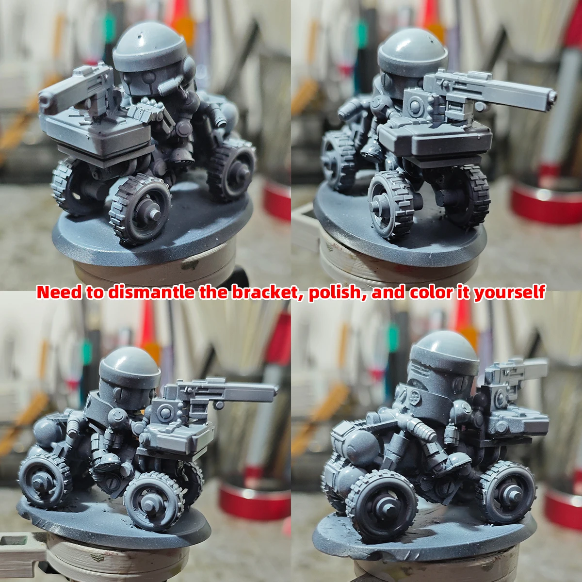 Q-Version Maßstabsmodell-Set 3D-Harz Miniatur-Soldatenfiguren Diorama Unbemalte Sci-Fi-Cartoon-Mobile Infanterie DIY – Detail 5
